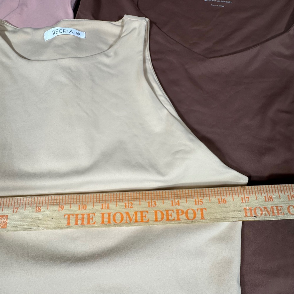 REORIA Womens Bodysuit Set of 3 XL Pink Brown Beige High Square Neck Sleeveless - Picture 4 of 9